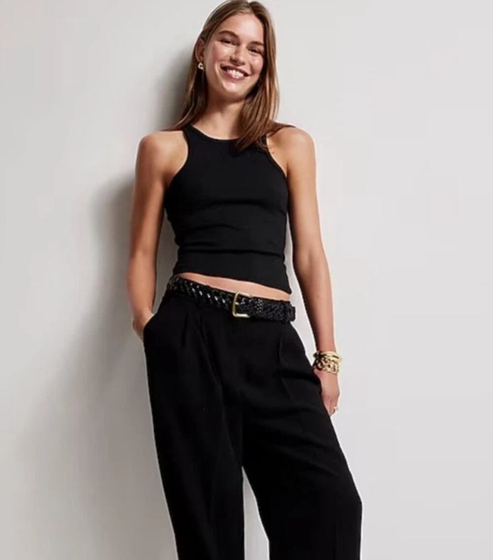 J.Crew New Favorite Tank Top in Vintage Rib Stretch Style BH925 Black Size M NWT